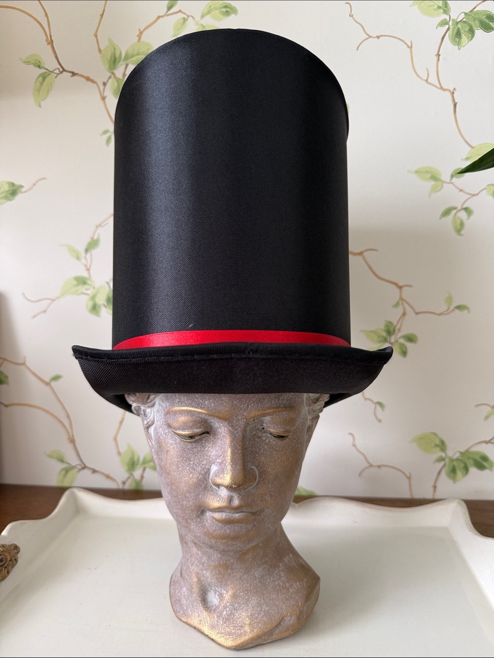 Spirit Black Top Hat with Red Satin Ribbon Band - NEW